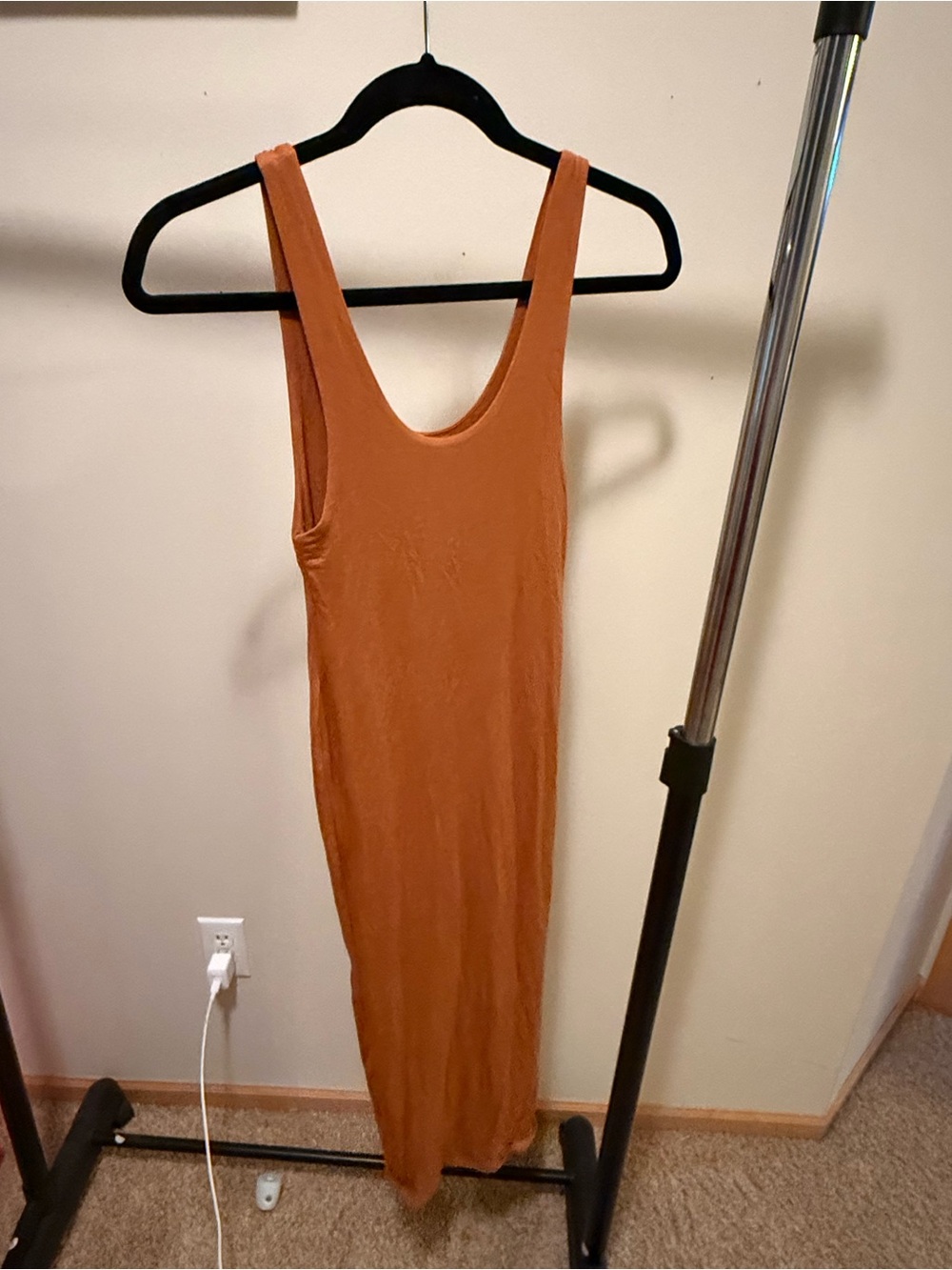 Oh Polly Rust/Terra Cotta Scoop Neck Maxi Dress
